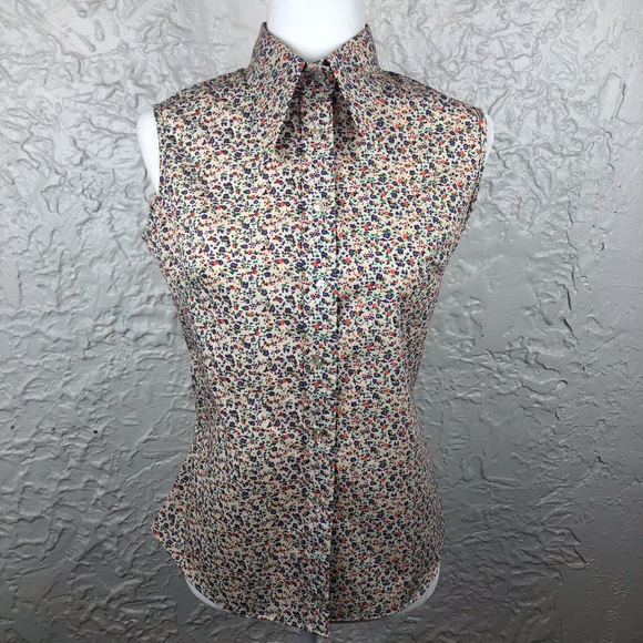 Tops - Vintage Floral Sleeveless Button Top Sz 18/38